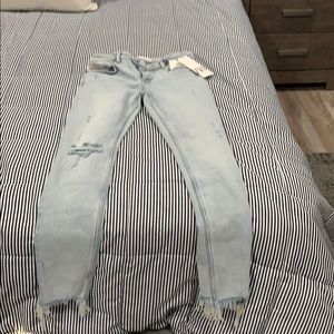 Zara Retro Skinny Mid Rise Distressed Light Wash J